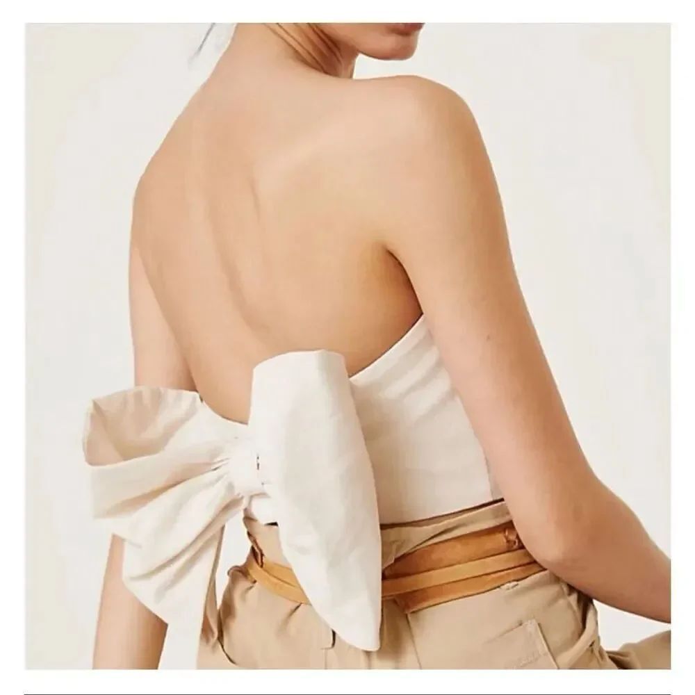Anthropologie by Hutch cream-colored linen cotton strapless top size 0
